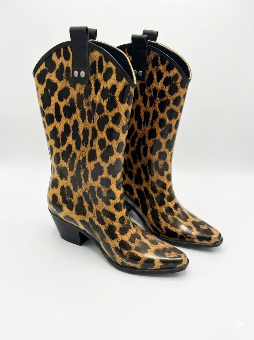 liberty Leopard-Print Rain Boots in Tan & Black- NWOT